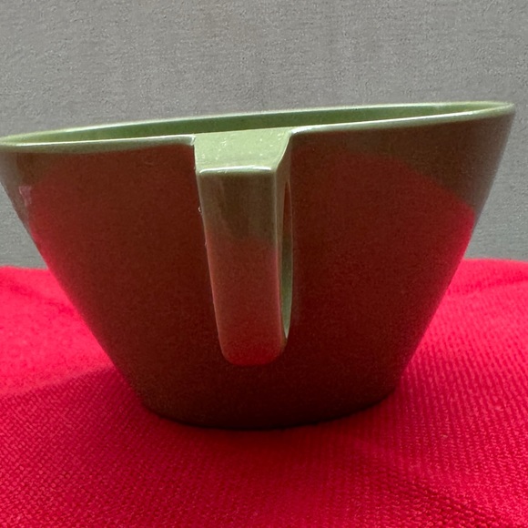 TEA CUPS Melamine Vintage Olive Green w/Handles (Unbranded) SET OF 4 - Picture 3 of 9